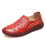 Summer Genuine Leather Shoes New Fashion Women Shoes Woman For Mom Women's Flats Comfortable Handmade Pregnant Hole