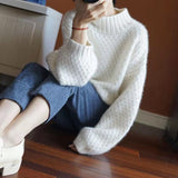 Sweater Fashion Jumpers Cashmere Sweater Woman Sexy Sweater And Pullovers Bubble sleeve Long Sleeve Casual