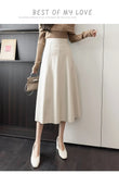 Leather Skirt Female 2025 Autumn / Winter New Large Pendulum Leather Skirt High Waist Long Skirt A Word Skirt Cover Crotch Show