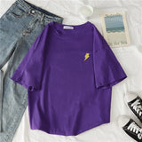 Women Harajuku Fashion Casual All-match Korean Style Womens Clothing Printed Simple Daily Short Sleeve O-Neck
