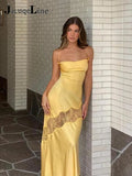 Sleeveless Bodycon Midi Lace Satin Dress Party Club Backless Off Shoulder Sexy Elegant Dresses For Women 2022