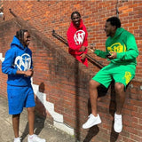 Autumn Trend Retro Personality Street Hip-Hop Printed Hooded Sweater Suit For Men And