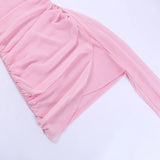 Pink Mesh Corset Draped Tube Mini Dress-Outfit