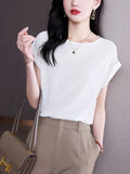 Blouse for Women Short sleeve Womens Tops Loose Casual Blouse Cotton Summer Women's Clothing Solid OL Elegant Women