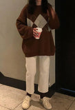 Vintage Argyle Pullover Sweater- Outfit