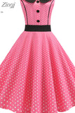 Polka Dot Printed Vintage Dress Women Summer Y2K Retro 50s 60s Pin Up Rockabilly Party Dress Robe