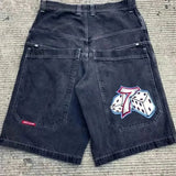 Shorts Men's Hip-Hop Rap Harajuku Style Casual Vintage Denim Shorts Mid-Waist Basketball