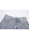 Waist Women's Jeans Shorts Casual Harajuku 2022 Summer Female Vintage Streetwear E-girl Wide-leg Ripped A-line Denim