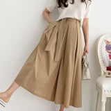 Zingj Lace High Waist Thin Pleated Half Elastic Waist Large Swing Skirt Women's Summer Long A-Line