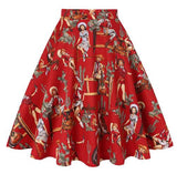 Cat Printed Short Swing Cotton Casual Summer Skirts High Waist Vintage Retro Skater Punk Harajuku Midi Skirt faldas