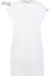 Short Knitted Dresses For Women 2023 Sleeveless Mini Dress Woman High Neck Bodycon Dress Women Sexy Elegant Party