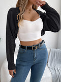 Shooting Autumn And Winter Casual Pure Color Hollow Lantern Sleeve Sweater Coat Women's