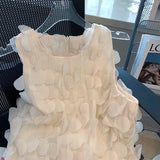 Design Sleeveless Mini Dress For Women 2022 Summer Newest Sweet Petal Stitching Slim Fairy Dresses Evening