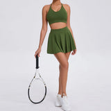Zingj Casual Bra Short Skirt Running Sports Fitness Suit Breathable Yoga Nude Tennis Suit Two-Piece Set-Outfit