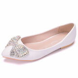 New Summer Autumn Korean Version Of AB Water Drill Women's Shoes Bow Head Shallow Single Shoes Women's Flat