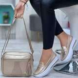 Zingj New Casual Single Shoes Solid Color Round Head Low Top Belt Buckle Soft Sole Work Shoes Bean Shoes- Outfit