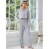 Zingj Women's Pajamas Autumn And Winter Thick Long-Sleeved Cardigan Trousers Two Sets Of Home