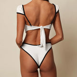 Solid-Color High-Waisted Bikini 2025 New Simple Split Swimsuit Lady Sexy