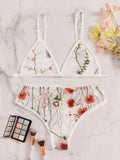 Sex Lingerie Sexy Women's Lingerie Hollow Print Three-Point Lingerie