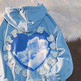 letter embroidery love sky pattern cardigan zipper hoodie womens 2021 casual loose lazy clothes for teens zipper