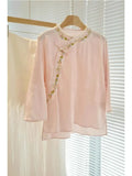 Design Is Super Beautiful, Summer Temperament, Thin Style, New Chinese Style, European Style, European Yarn, Pink Shirt, New Style For Women In