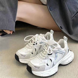 Luth's Same Silver-Thick Old Father Girl 2025 Summer Breathable Height Up Casual Sneakers In