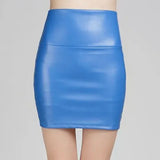 Skirts Women Pencil Skirt Pu Leather High Waist Party Female Sexy Short Woman Bodycon Saias Feminina 20 Candy Colors