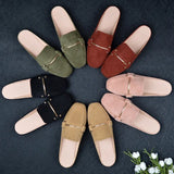 And Autumn Flat Bottom Bag Head Half Slippers Women Lazy Outside Wearing Casual Square Muller Single Shoe Size 41-44