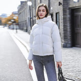 Short Cotton-Padded Jacket Women's New Winter Removable Sleeves Cotton-Padded Clothes Warm And Thick Loose Cotton-Padded Jacket Hooded Bread Coat-Outfit