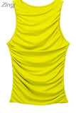 2023 Black Crop Top Women Ruched Tank Tops Y2k Streetwear White Sleeveless Top Female Fashion Summer Sexy Tops