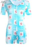 Women Sexy V-Neck Bodycon Bodysuit Casual Printed Button Sleepwear Jumpsuit Shorts Romper Leotard Sexy Ladies Summer Pajamas