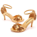 Cm Satin Cloth Bridal Fish Mouth High Heel Sandals Shallow Word Size Diamond Wedding Round Head Fine