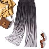 Women Wide Leg Chiffon Fashion Gradient Various Colors Leisure Loose Elastic Waist Folds Ankle-length Breathable