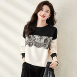 Splicing Hoodie Female Loose Round Collar Set Model 2025 Spring And Fall New Top