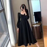 Sleeve Retro Black Sexy Dress Casual Long Sleeve Dresses Kawaii Clothes Women Party Clothing Harajuku Korean Female