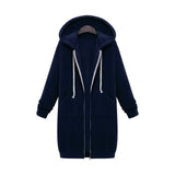 2020 Autumn Winter Long Sleeve Women's Hooded Zipper Cardigan Sweater Casual Straight Solid Pocket Ladies Long