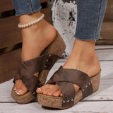 Cross-Slippers With Thick Bottom Slippers Female Toe Loose Cake And Retro Beach Cool Slippers