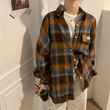 Vintage Plaid Long Sleeve BlouseOutfit