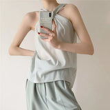 Sweet Backless Camis Women Summer Korean Polka Dot Twist Halterneck Vest Female Casual Chiffon