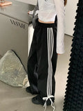 Stripe Bow Baggy Sweatpants-Outfit