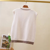 vest women's spring and autumn fashion new color matching loose sleeveless v-neck pullover striped all-match casual