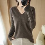 Zingj Out Makes Bottom Unlined Upper Garment Female Autumn Dong New Style Sweater Inside Jacket Long Sleeve Sets Foreign Style Slim V Gets Sweater Female-Outfit