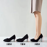 Heel Velvet Black Working Shoes Fine 42 Mouth Work Spring And Autumn 2025 Shallow Professional Code Pointy New High Heels