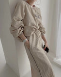 Women Tracksuit Hoodies 2 Piece Sets Chic Pullover Loose Casual Sweatershirt & High Waist Split Skirt Suit