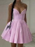 Lilac Deep Neck Corset Tube Mini Dress- Outfit