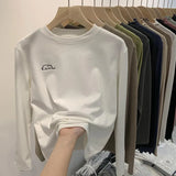 Velvet White Bottomed Shirt Women's Autumn And Winter New Style Embroidery Long-Sleeved Sanded T-Shirt Round Collar