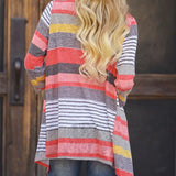 Women's 3/4 Sleeve Cardigans Striped Printed Open Front Draped Kimono Loose Cardigan 2021 Spring New