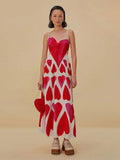 Women Elegant Heart Print Sling Maxi Dress Backless Sleeveless Slim Fit Long Robes 2025 New Fashion Lady Banquet Evening Vestido 211-1-Outfit