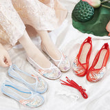 Zingj Shoes Antique Shoes Embroidered Mesh Yarn Single Shoes Round Head Hollow Flat Embroidered Shoes