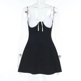Black Two Tone Strap Mini Dress-Outfit